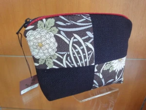 Japanese Pouch /Rayon Chirimen Crepe / Old Cloth Style Kofu - Picture 1 of 7