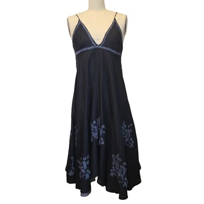 Chan Luu Dress Womens Silk Small Navy Embroidered Feminine Boho Fairy Strappy - image 1 of 4