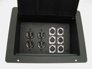 PROCRAFT FPPL-2DUP6XF-BK Recessed Stage Pocket / Floor Box 2AC + 6 XLR Female - Picture 1 of 3