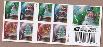 Scott #5819a (5816-19) Snow Globes Booklet Pane of 8 Forever Stamps - MNH - Image 1 of 2