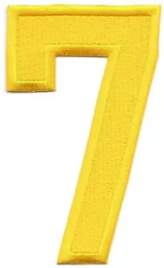 Yellow Number 7 Patch Embroidered Cut out Iron on Sew on (4" in) - Picture 1 of 1