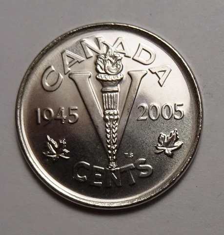 2005 Canada 5 cents coins, Canadian nickel Coin, victory, WW2, World War 2, UNC Cover