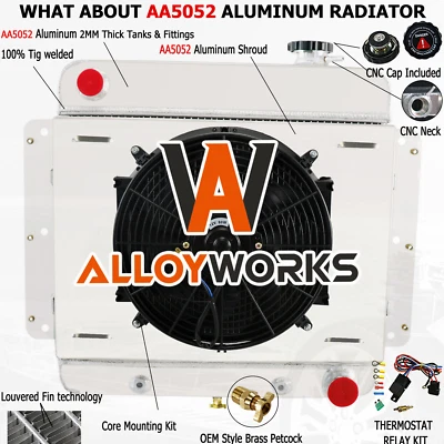 For 1962-1967 CHEVROLET CHEVY II NOVA ALUMINUM 4 ROW RADIATOR& SHROUD FAN RELAY - Image 1 of 4