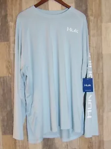 HUK Chasin Flags Pursuit Long Sleeve Ice Blue Shirt Men's 3XL - Picture 1 of 6