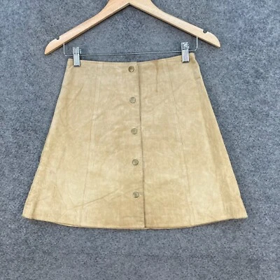 Falda de cuero Miss Selfridge para mujer talla 8 beige línea A mini botón a presión 38106 Foto 1 de 4