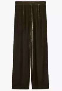 ZARA NEW BNWT. DARK OLIVE SILK PANTS VELVET LIMITED EDITION. 2731/278 - Picture 1 of 8