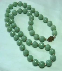 Aventurine Bead Necklace w Gold Plated Silver Spacers & Clasp 26 1/2” long - Picture 1 of 3