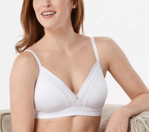 Breezies Microfiber and Lace Wirefree Contour Bra-White-2X-NEW-A346538 - Picture 1 of 2