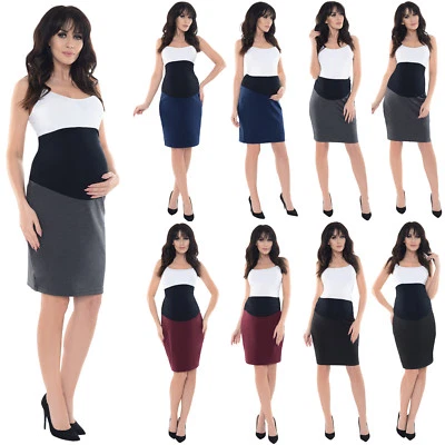 Purpless Maternity Pregnancy Workwear Formal Pencil Elasticated Band Skirt 1504 - Image 1 of 2