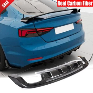For Audi S5 A5 B9 Sline Sportback 2017-2019 Real Carbon Rear Bumper Diffuser Lip - Picture 1 of 12