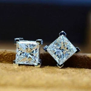 925 Silver Plated Stud Earring Women Cute Cubic Zircon Wedding Jewelry Gift - Bild 1 von 5