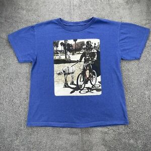 Chłopięcy Star Wars Śmieszny T-shirt Large Darth Vader na rowerze Chodzenie po AT-AT Niebieski