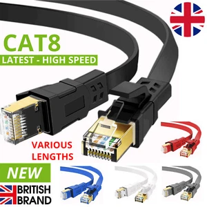 FLAT CAT8 geschirmt 2000MHz 40Gbps Ethernet LAN Ultra HighSpeed Kabel RJ45 Posten - Bild 1 von 16