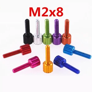 Fine Thread M2*8mm Aluminum Alloy Hand Grip Bolts Knurled Thumb Screws Flat Head - Picture 1 of 5