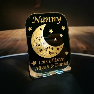 FANCY CRAFTS UK Personalised Mothers day Gift Valentines Mummy Nanny Nan Gran Granny Gold Mirror