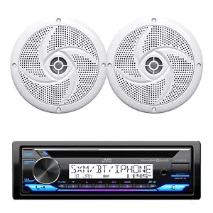 JVC KD-T92MBS in-Dash Bluetooth Marine CD Radio, 2x 5.25" 180W White Speakers - Picture 1 of 4