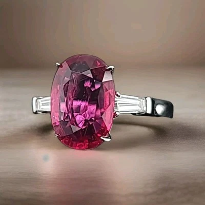 Vintage Platinum Engagement Ring 3.35CT. Natural Oval Ruby GIA Cert - Image 1 of 4