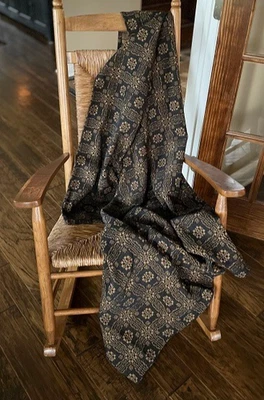 NUEVO Primitive THROW MANTA NEGRA MOSTAZA GETTYSBURG 52"x74" Granja Algodón Foto 1 de 3