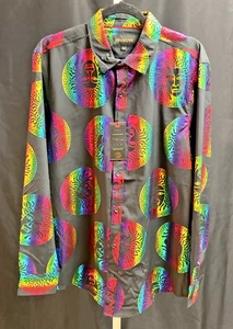 NEW DRILL CLOTHING NYC METALLIC MEDUSA MENS BUTTON UP SHIRT FRB2  LARGE L/S - Picture 1 of 9