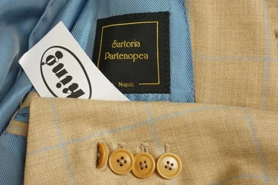 Sartoria Partenopea Brown Sky Blue Plaid Wool Sport Coat 38S New - Image 1 of 4