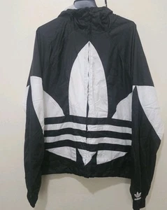 VINTAGE Adidas BIG TREFOIL TRACK TOP Jacket FM9892 Black White XL NWT - Picture 1 of 5