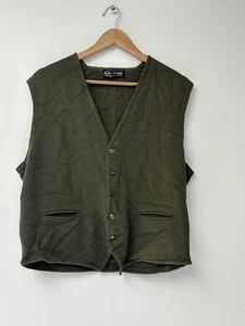 Vintage Leamor Merino Wool Button Up Vest - Preppy/Teacher - Unisex - Green M L - Picture 1 of 10