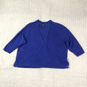 Suéter para mujer Jill Wearever XL azul mezcla de lino envoltura sobrepelliz manga 3/4 - Imagen 1 de 24
