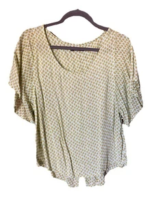 PrAna Blouse Tunic Top Green Floral Cotton Blend Women’s Small - Picture 1 of 6