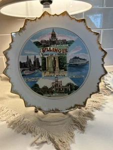 Gold Edge Illinois Souvenir Plate Vintage Porcelain - Picture 1 of 1