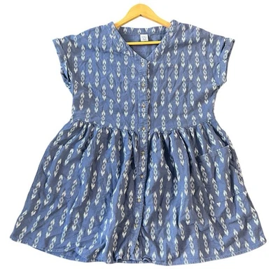 Vestido Peyton & Parker Azul Estampado Azteca Bolsillos Talla XL Puños Mangas Preppy Foto 1 de 4