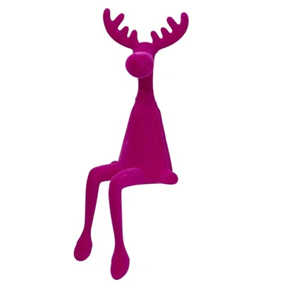 Elch Rudi-Kantenhocker Pink ca. 32 cm Advent Weihnachten Fensterbank Regal - Bild 1 von 2