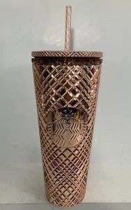 Starbucks 2023 Vacaciones de Invierno Joyas 24oz Vaso Frío Oro Rosa - Imagen 1 de 7