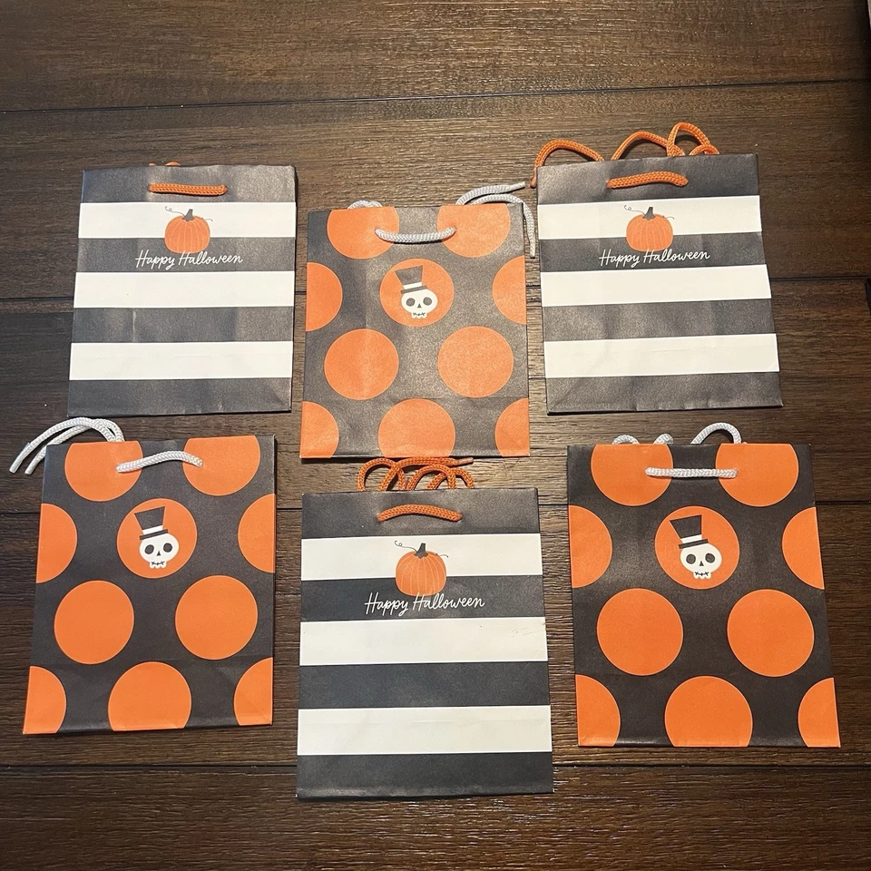 Bolsas de regalo de Halloween Hallmark 6 unidades nuevo diseño calavera calabaza Foto 1 de 4