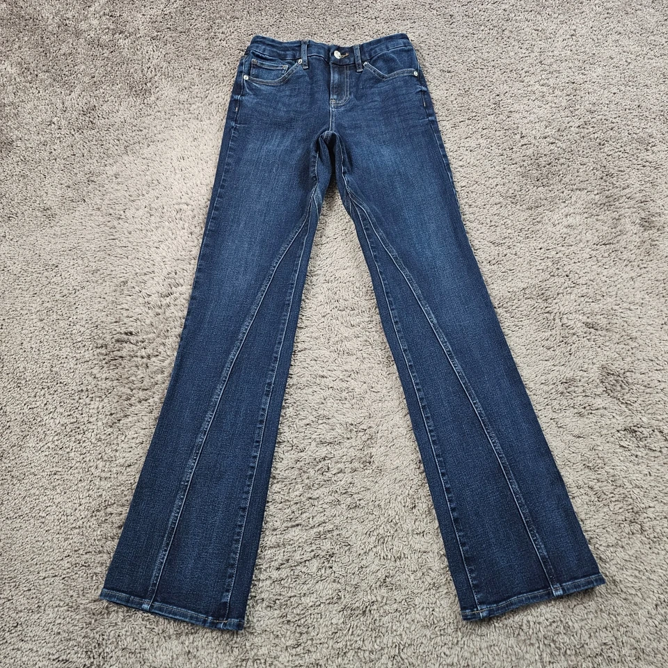 Express Jeans Women Small S Boot Cut Mid Rise Dark Wash Skyscraper Stretch 24x32 - Image 1 of 4