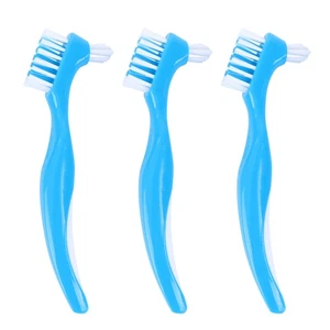 Cepillo de dientes para dentaduras postizas 3 piezas cabezal de cepillo doble cuidado de dentaduras postizas cepillo de dientes cuidado de dentaduras postizas - Imagen 1 de 12
