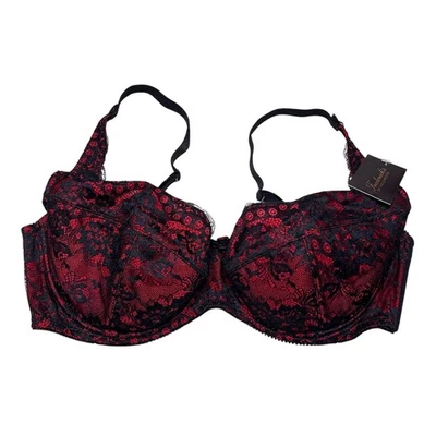 Sujetador push-up figura completa voluptuosa Frederick's of Hollywood rojo y negro 42D Foto 1 de 4