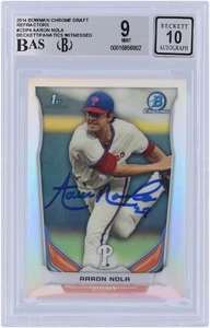 Aaron Nola Phillies Signed 2014 Bowman Chrome Draft 1st #CDP4 BAS 9/10 Card - Picture 1 of 3