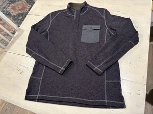 REI Pullover Mens Medium Gray Quarter Snap Fleece Sweater Pocket Outdoors Hiking - Picture 1 of 16
