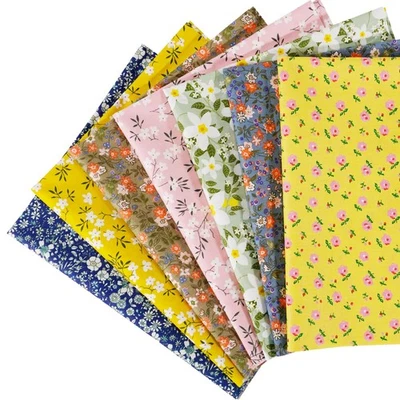 Paquetes de tela artesanal de algodón acolchado de 7 piezas de flores de cuarto de grasa precortado S... Foto 1 de 4