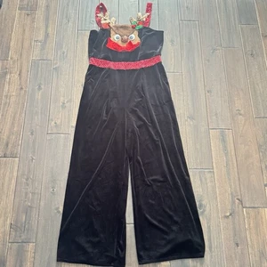 Love On A Hanger Rentier Weihnachten Velour Overall Jr. XL Neu mit Etikett - Bild 1 von 5