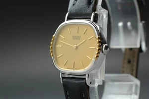 1982 [N COMO NUEVO] Reloj vintage Seiko 2320-6840 cuarzo esfera dorada damas de Japón - Imagen 1 de 10
