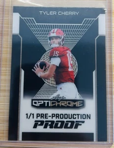2025 Leaf Optichrome Football Tyler Cherry 1/1 Pre-Production Proof - Picture 1 of 2