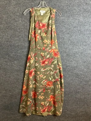 Vintage Coldwater Creek Womens Midi Dress Size 14P Floral Tropical Open Back - Image 1 of 4