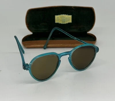 Gafas de sol vintage 1950 para niños verde azulado con estuche Dr. Duncan Charleston Il Anteojos Foto 1 de 4