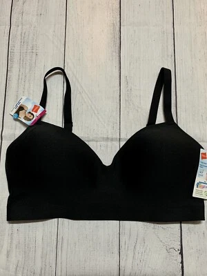 NWT Hanes Women’s Size XL Cooling Comfort No Dig Flex Band Bra Wire Free Black - Image 1 of 4