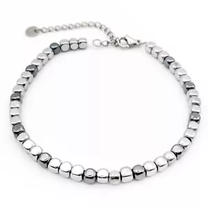 Bracciale da Uomo con Ematite Argento Canna di Fucile Braccialetto Pietre Dure - Foto 1 di 6