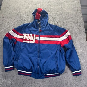 NFL Jacket Mens XL Blue New York Giants Bomber Fleece Full Zip Hooded - Picture 1 of 9