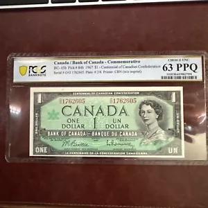 1967- $1 DOLLAR Bill CANADA Commem. 63 PPQ. Low Total Pop. - Picture 1 of 11