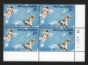 OPC 1988 Marshall Islands Space Shuttle 45c Air Mail Block Sc#C21 MNH 33462 - Picture 1 of 1