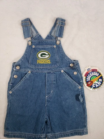 NWT 3T Bib Overalls JEAN Shorts Green Bay Packers NFL KIDS TOUCHDOWN CLUB Cover